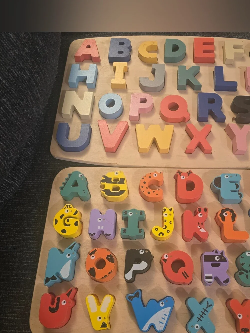 Wooden Multicolor Alphabet Puzzle Board - Colorful Letters for Early Learning
